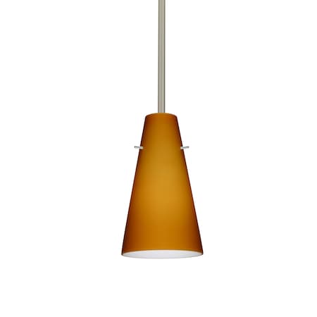 Besa Lighting Cierro Stem Pendant, Amber Matte, Satin Nickel Finish, 1x9W LED 1TT-412480-LED-SN